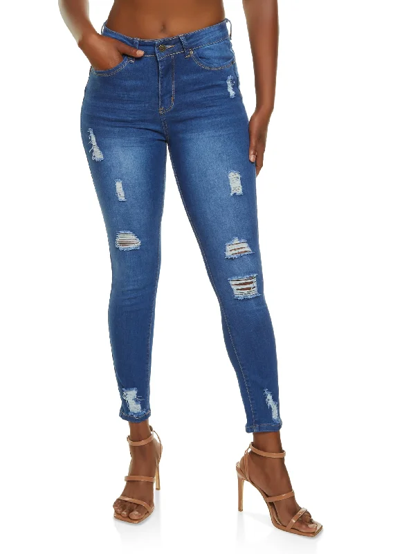 Season Sale WAX Distressed Frayed Skinny Jeans