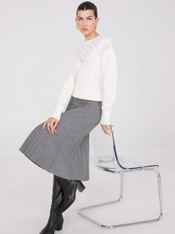 Graceful Drape Pleated Knit Sweater Midi Skirt