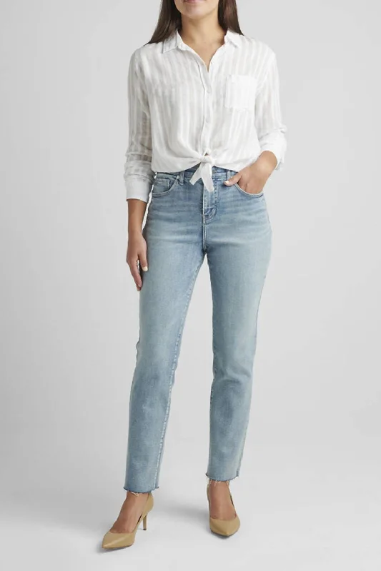 Chic Sophistication Stella High Rise 30" Straight Jeans In Seashore Blue