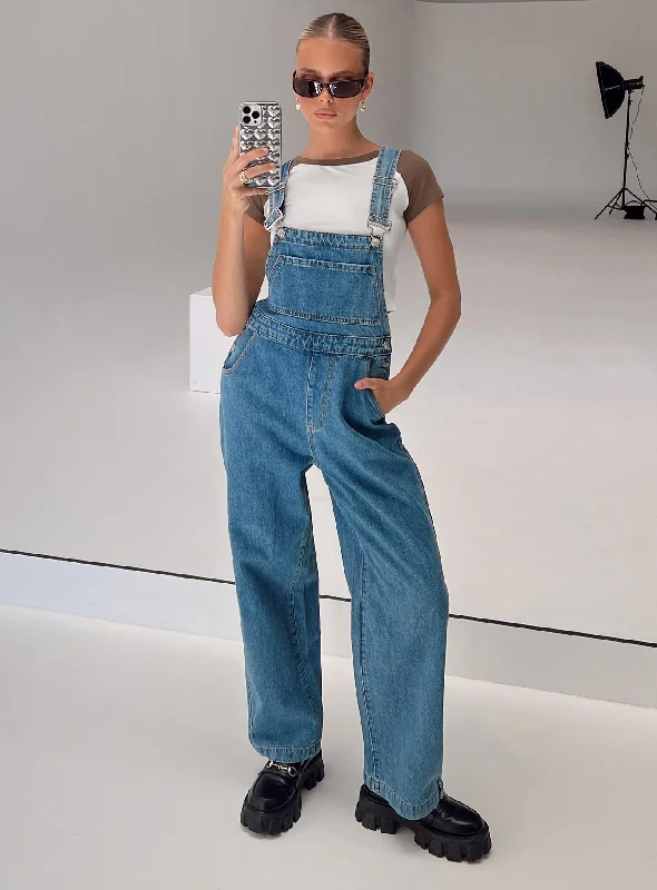 All Season Basics Discount Kacey Long Overalls Denim