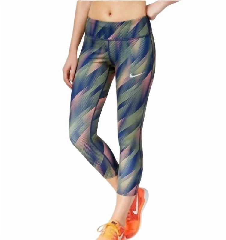 Massive Selection Sale Power Epic Run Crop Leggings In Green/blue/coral Stripped