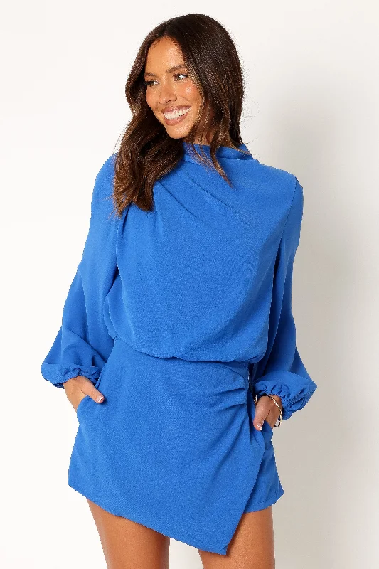 Bold Fashion Galen Long Sleeve Romper - Paris Blue