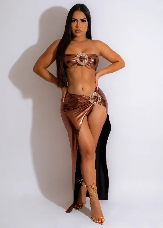 Modern Romance Forever Summer Metallic Cover Up Brown