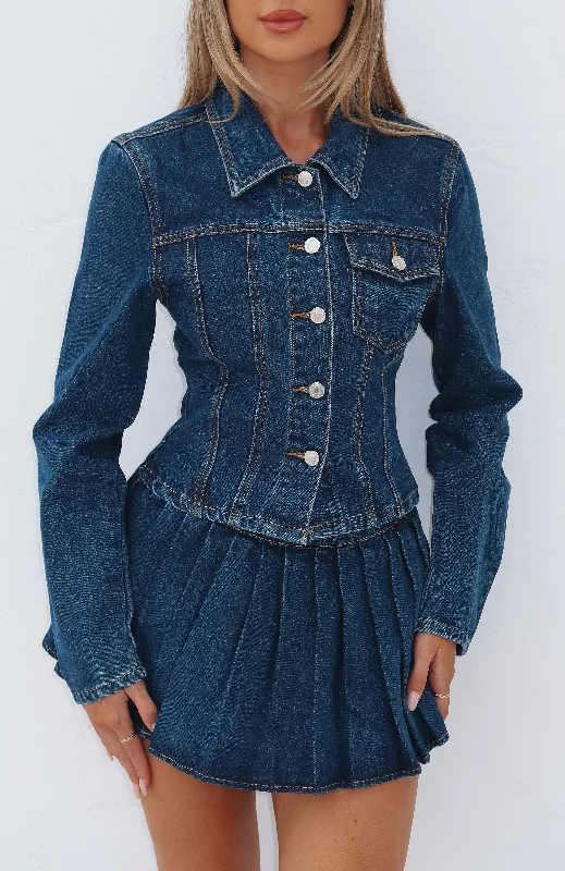 Odd Size Clearance Sale Ayla Denim Jacket Dark Blue