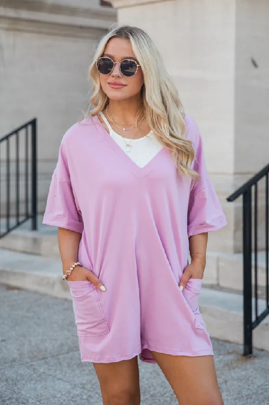 Flash Sale Now On A Daily Basis Orchid Deep V-Neck Pocketed Romper