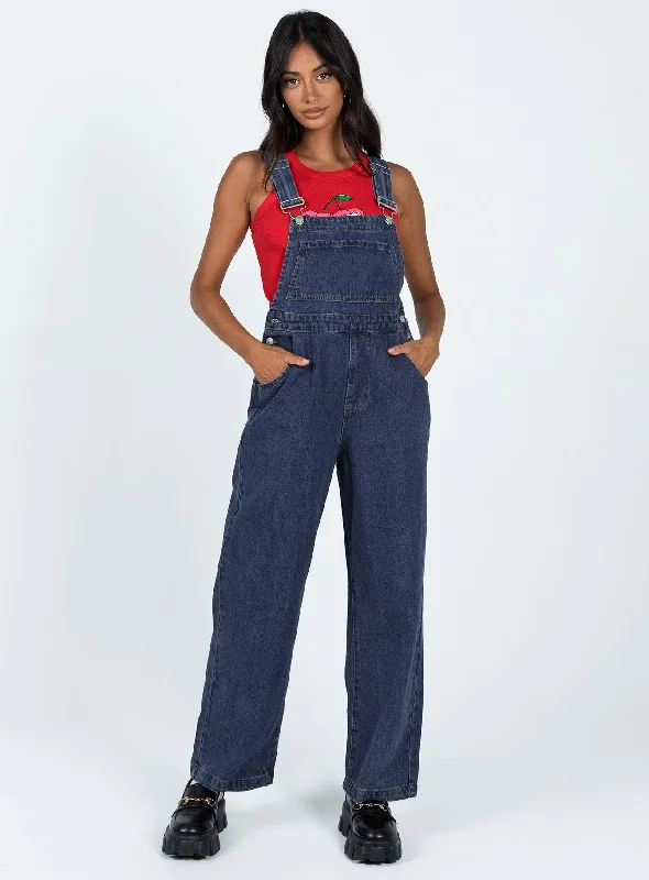 Sophisticated Fashion Kacey Long Overalls Mid Blue