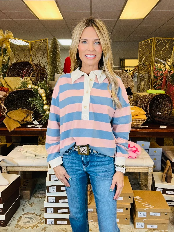 Modern Fashion Sale MORE THAN SUBTLE TOP-PINK/BLUE--WINTER SALE