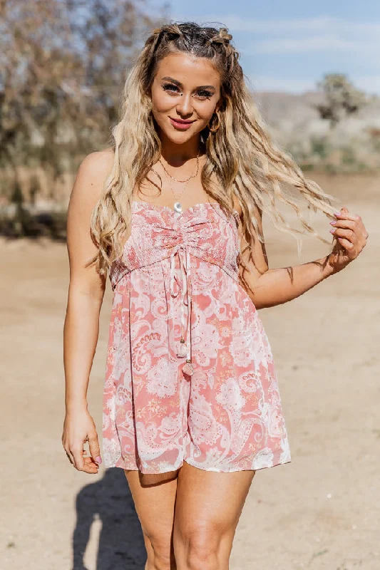 Chic & Cozy Apparel Look At Us Now Rose Paisley Strapless Romper FINAL SALE