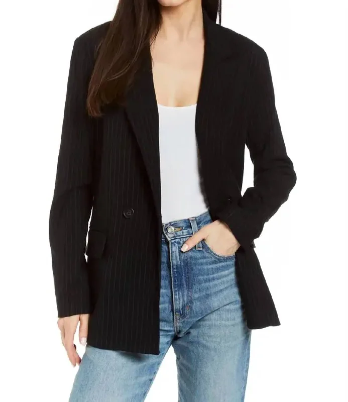 All Season Basics Discount Avery Pinstripe Jacket In Charcoal