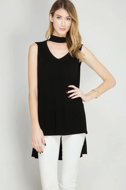 Sophisticated Street Style Offers Hi Low Top W/ Choker