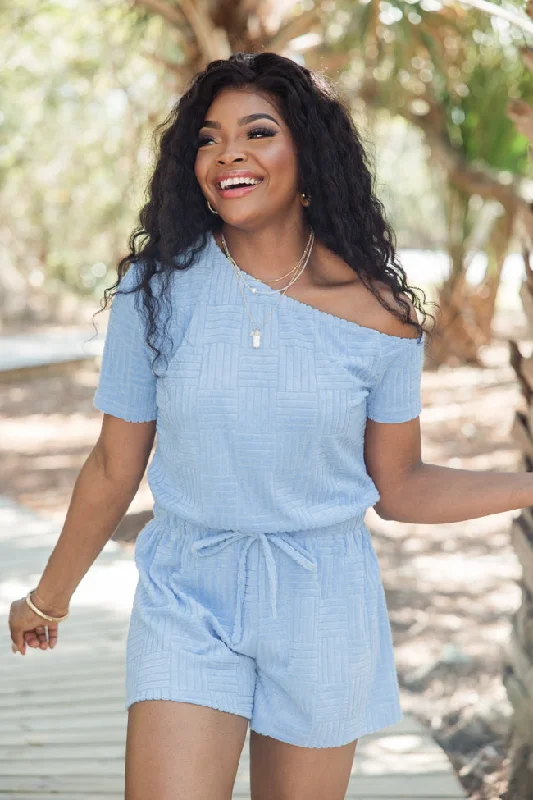 Forward Trendsetter New Horizons Blue Terry Cloth Romper