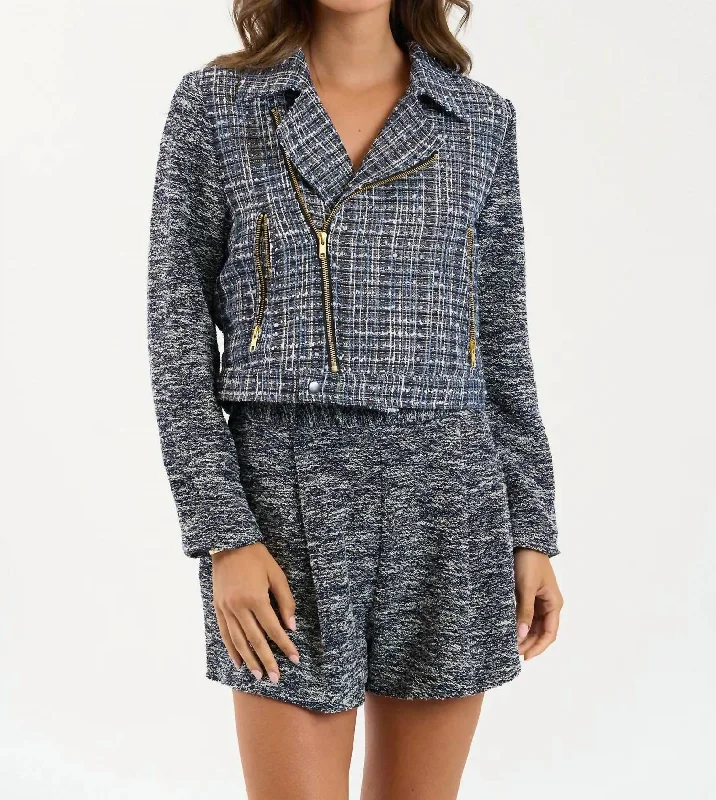 Fashion Forward Femininity Bliss Jacket In Navy