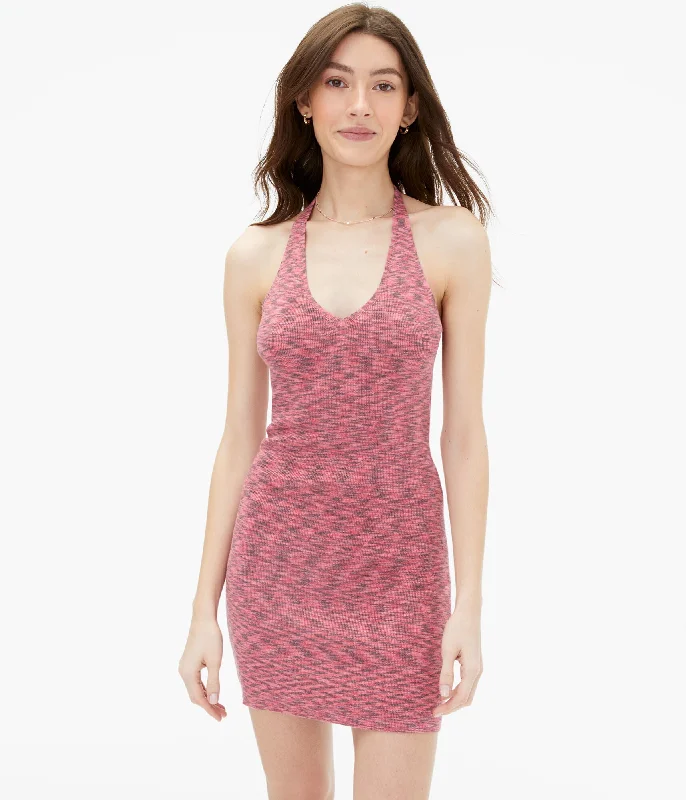 Quality Wear Aeropostale Women's Space-Dye V-Neck Halter Bodycon Dress