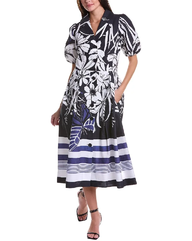 End Of Season Sale Teri Jon by Rickie Freeman Midi Shirtdress