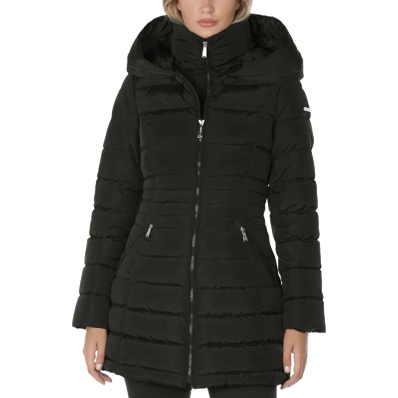Elegant Contour Womens Hooded Long Puffer Jacket